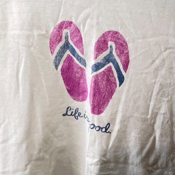 Life is Good  Pink Flip Flop Short Sleeve T-shirt- Women's Classic‎ Fit Medium - Picture 2 of 4